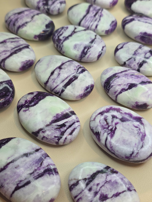 Purple Green Kammererite Palm Stones