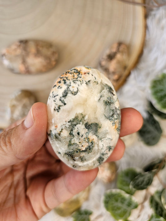 Stilbite with Heulandite Palm Stone - MAS0589