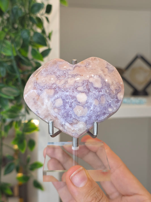 High Grade Madagascan Pink Amethyst Heart (with stand) - D