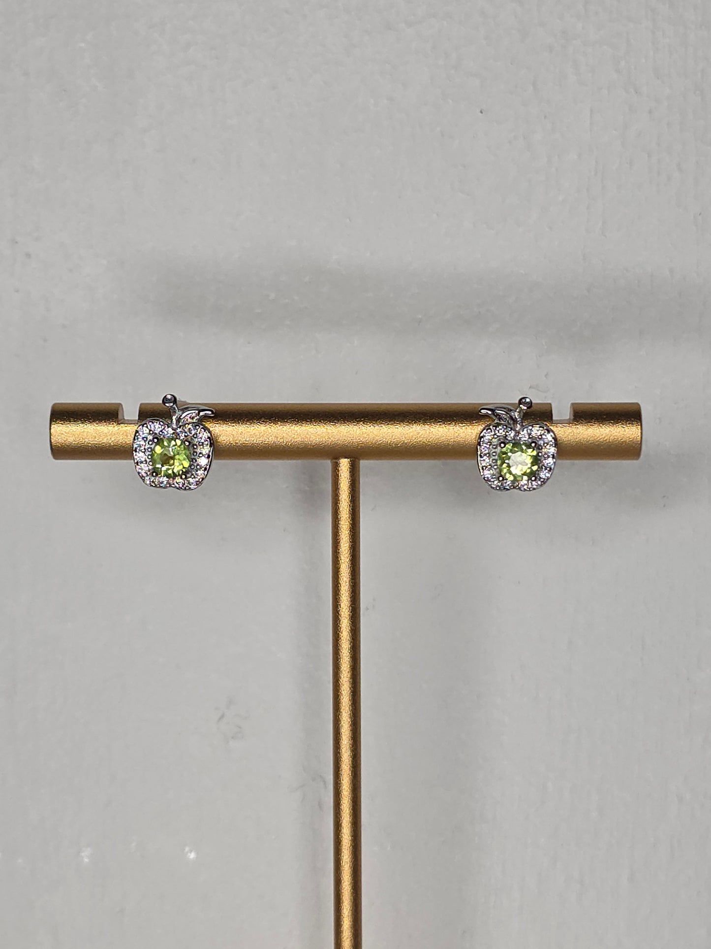Peridot Apple Earrings with S925 Posts
