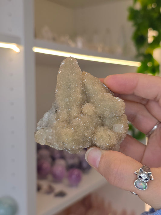 Sugary Dogtooth Calcite with Heulandite and Stilbite from Madhya Pradesh, India - O34