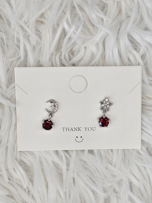 S925 Silver Garnet Earrings - MAS0854