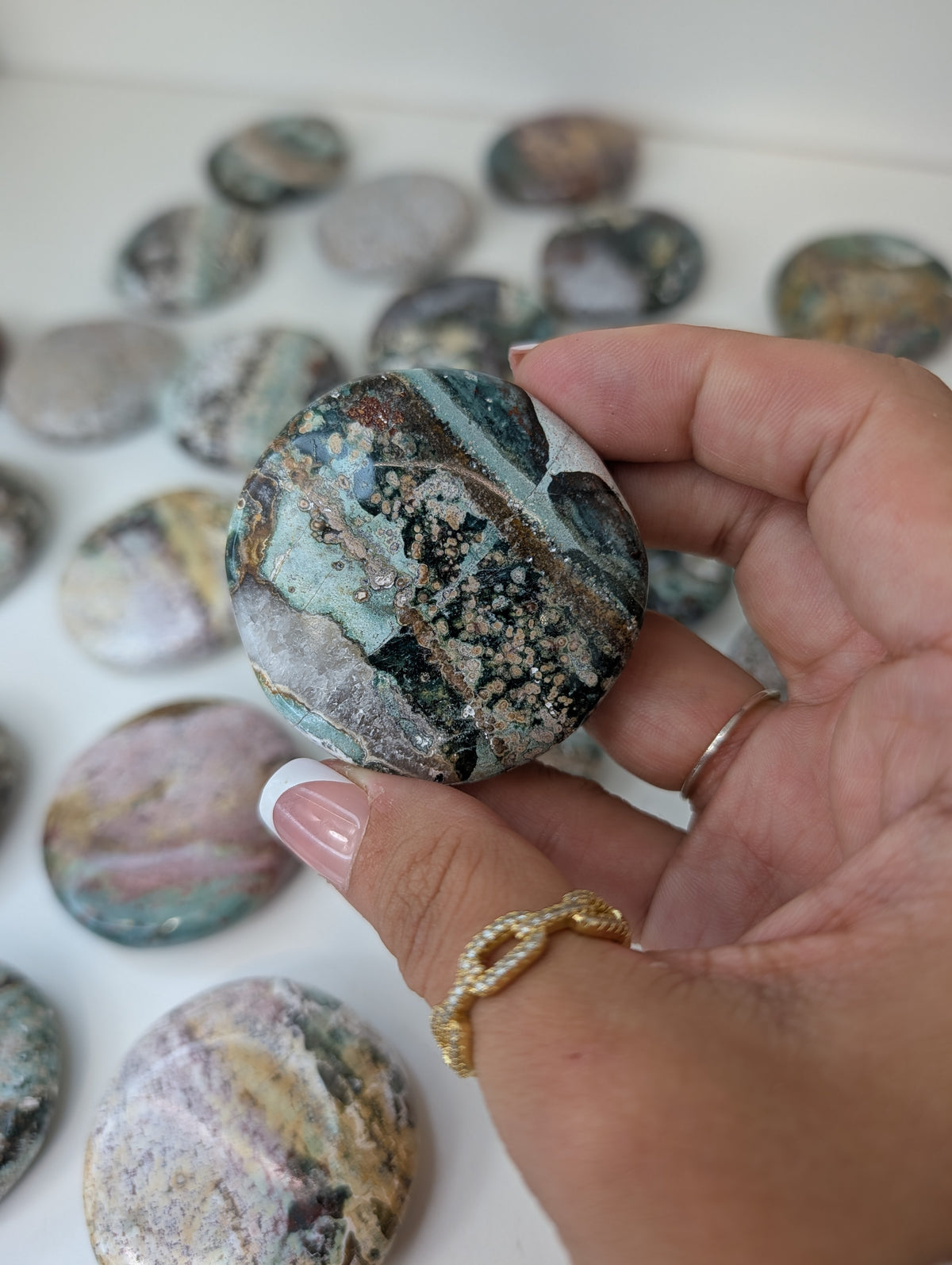 Indian Sea / Unicorn Jasper Round Palm Stone