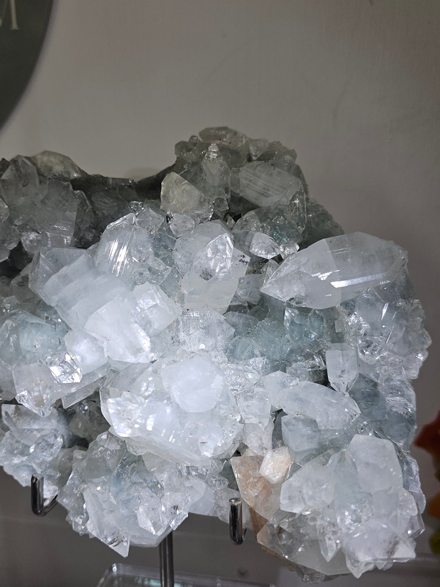 Diamond Apophyllite on Blue Chalcedony with Stilbite from India - MAS2441