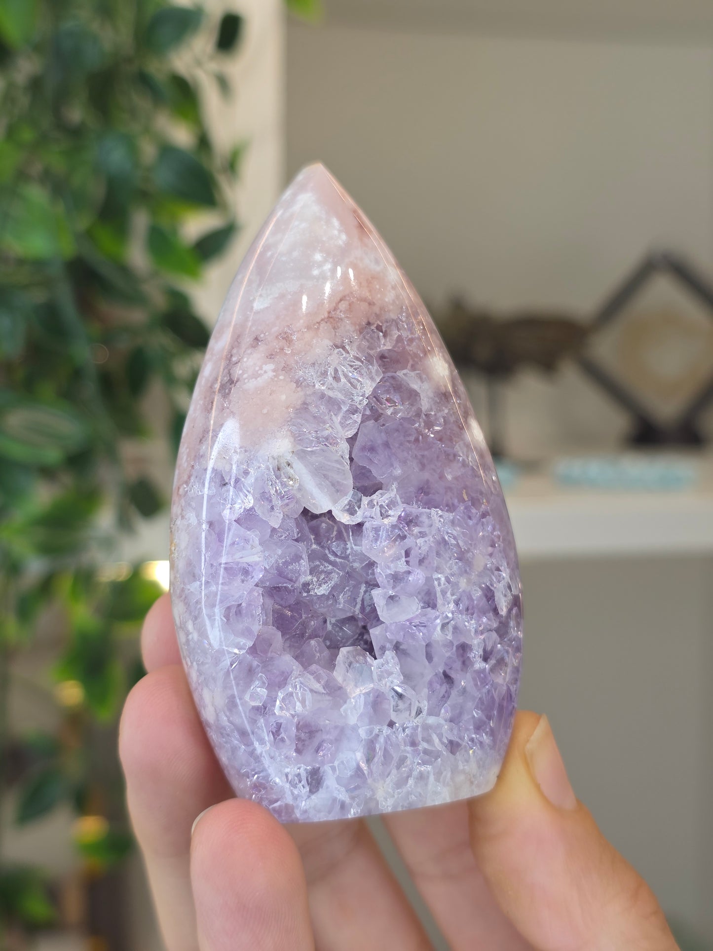 High Grade Madagascan Pink Amethyst Freeform Tear Drop - K