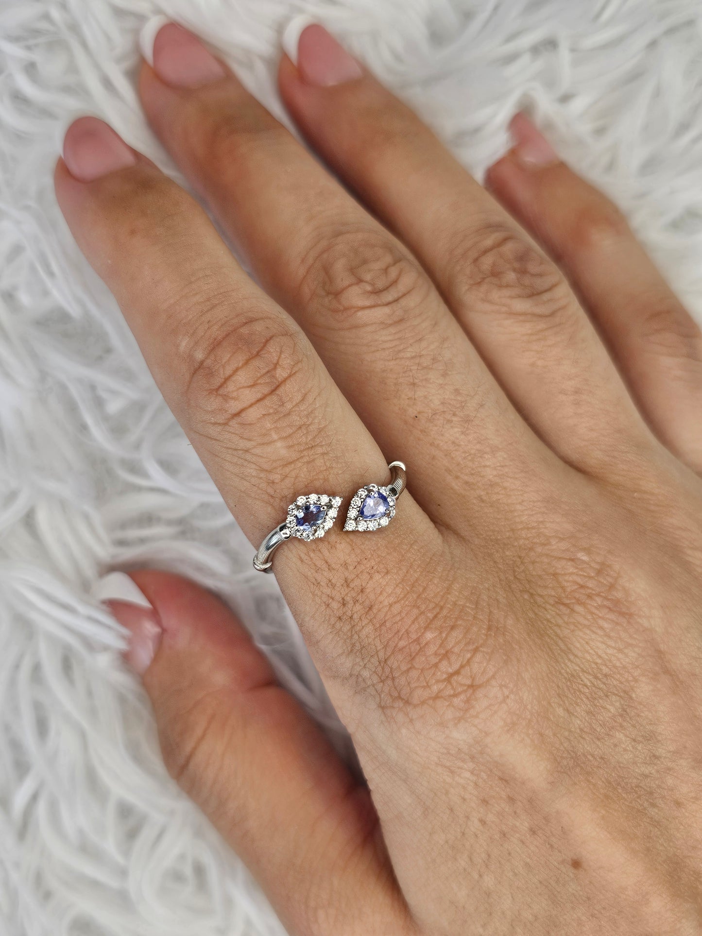 S925 Silver Adjustable Tanzinite Ring - MAS0939