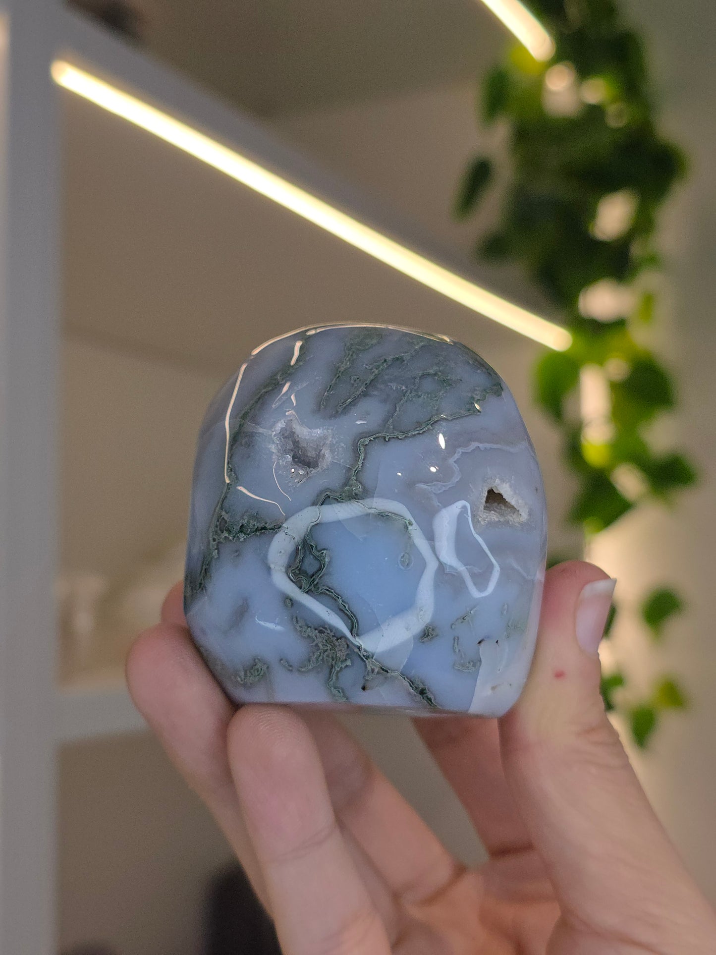 Moss Agate Skull C
