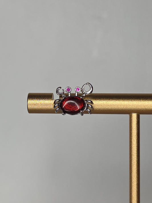 Red Mica Crab Earrings with S925 Posts