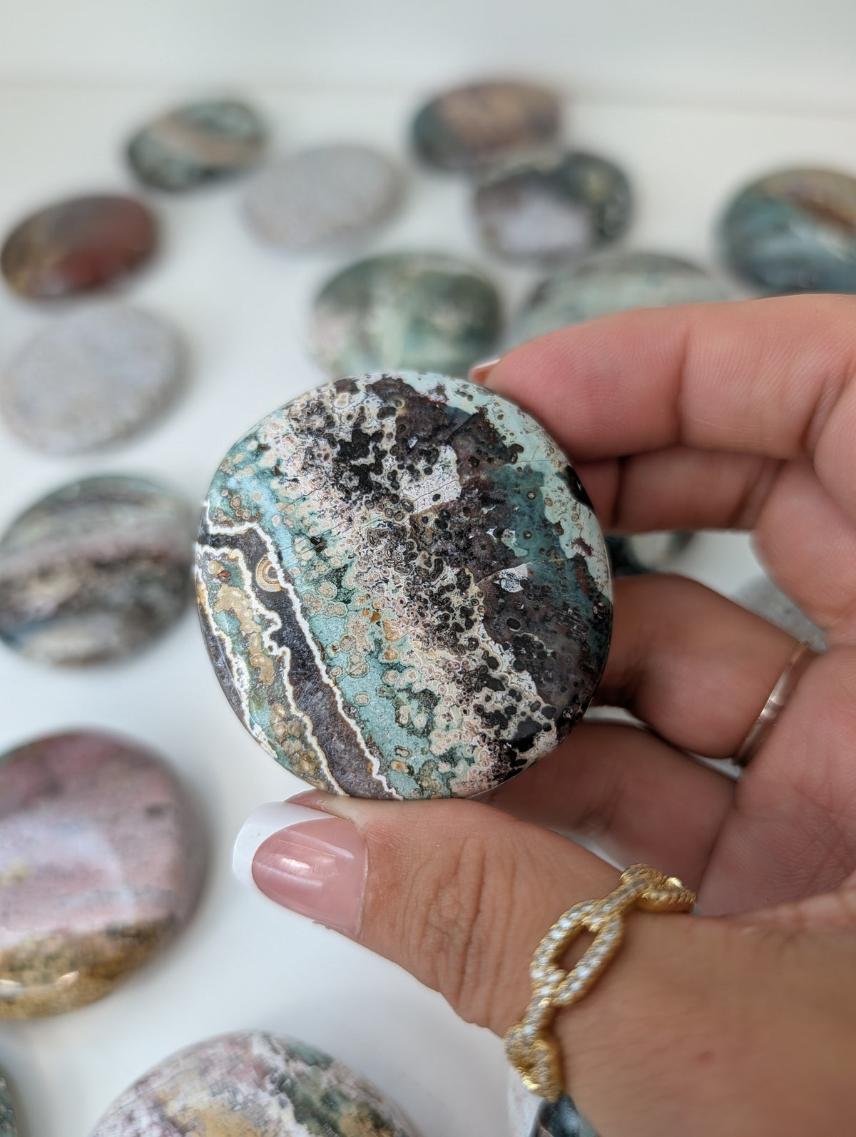 Indian Sea / Unicorn Jasper Round Palm Stone