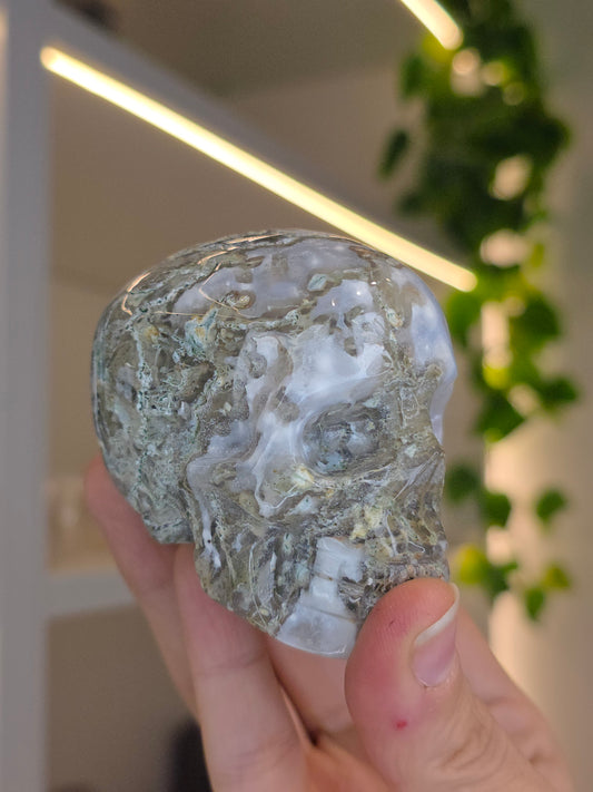 Moss Agate Skull B