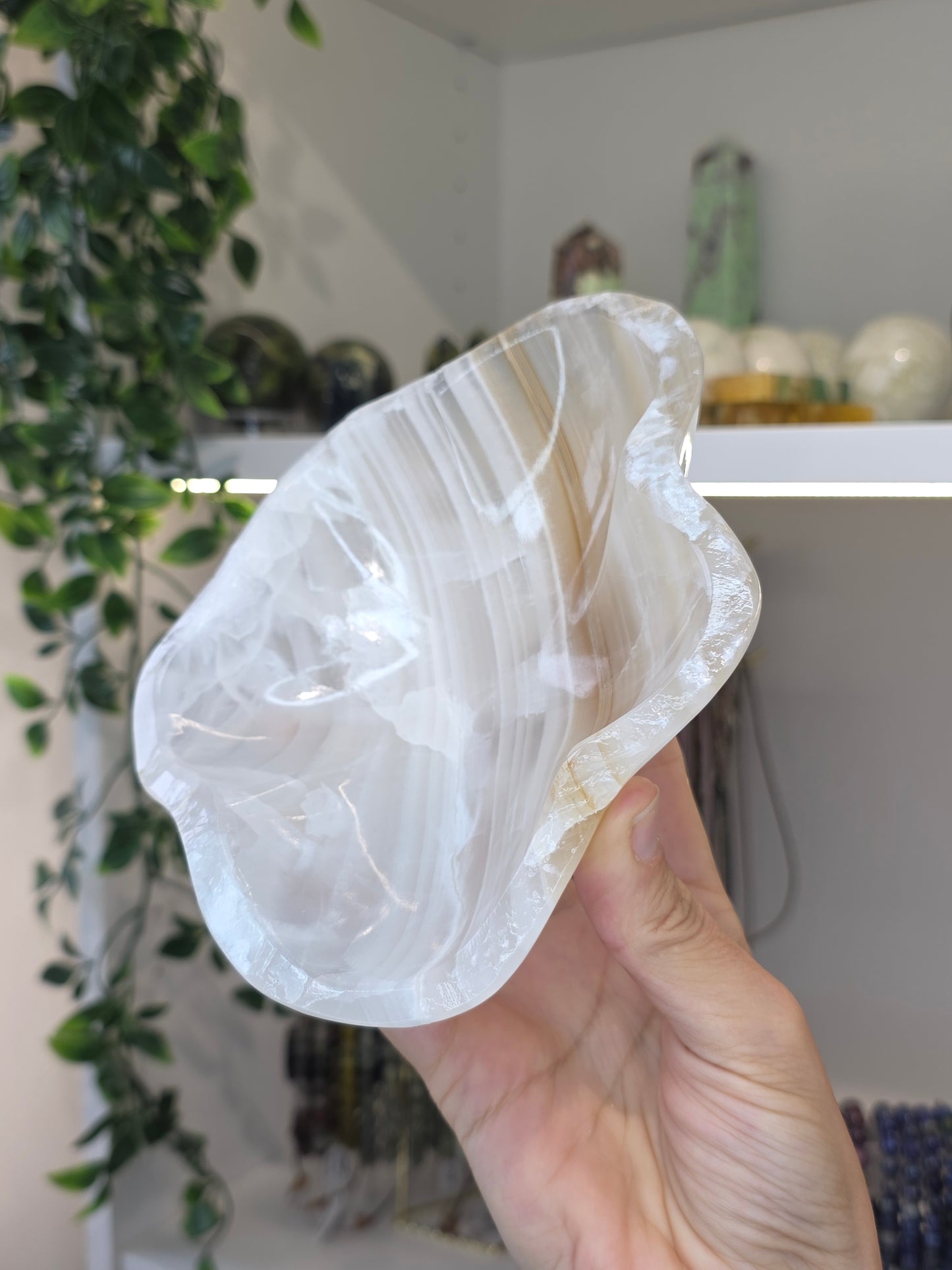 Mexican Onyx Freeform Bowl - Honey Calcite - D